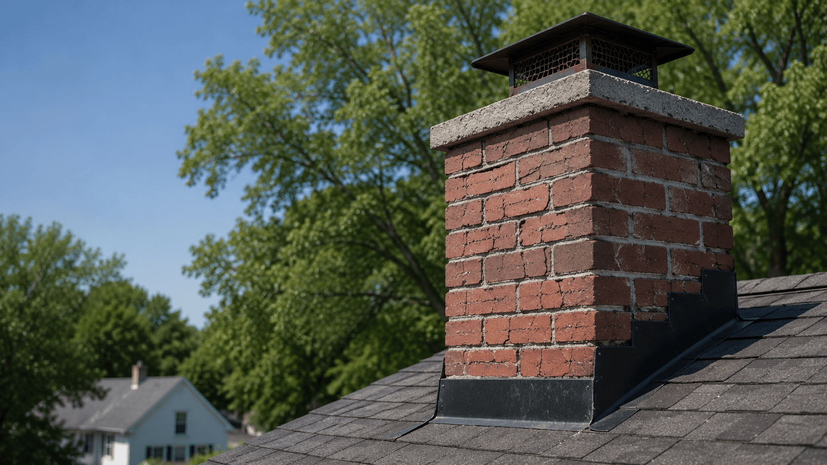 Early mortar cracking on a brick chimney