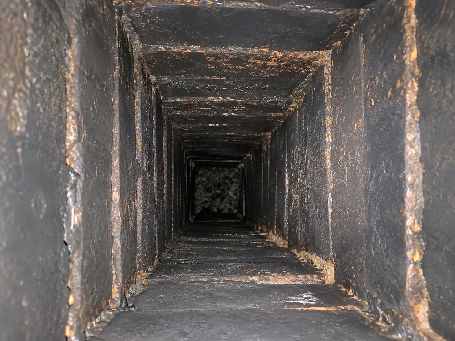 View inside chimney flue