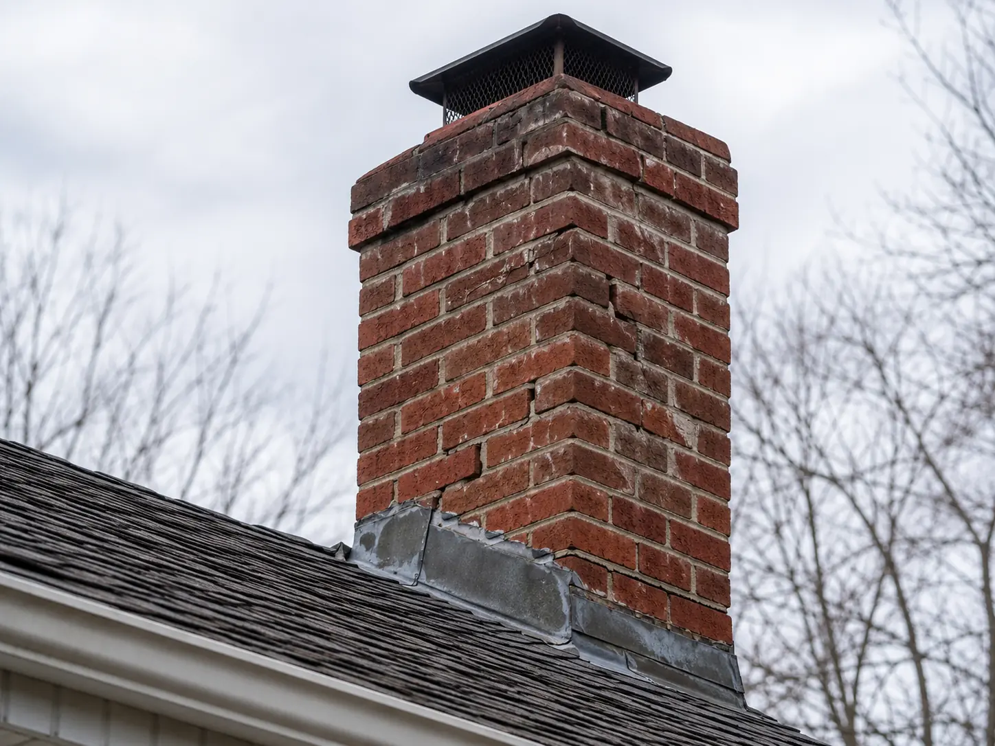Cracked chimney bricks