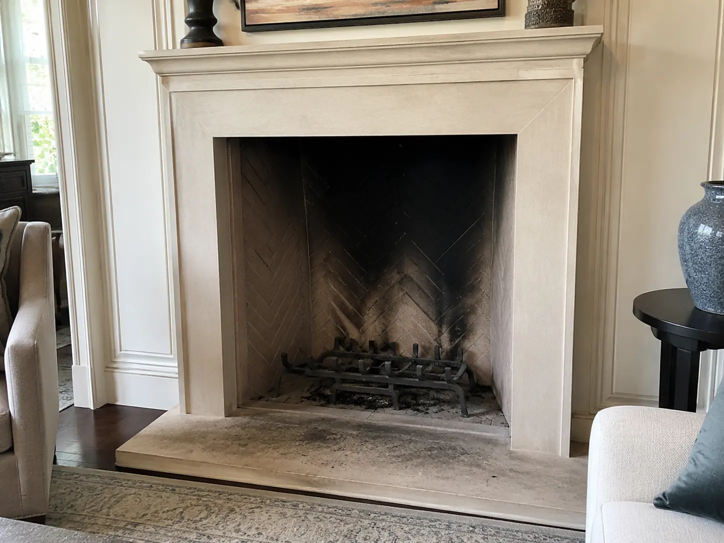 Fireplace before cleaning